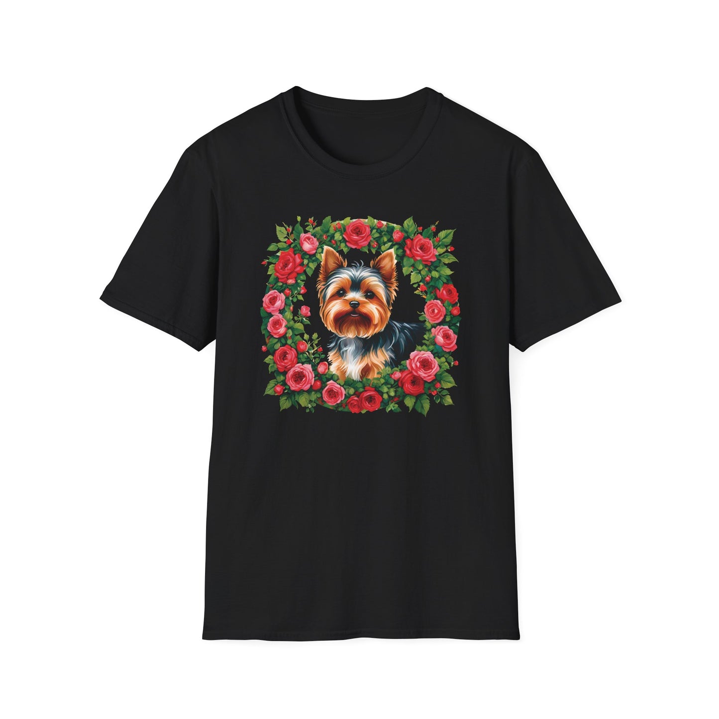 Yorkie Roses Wreath - Women's T Shirt