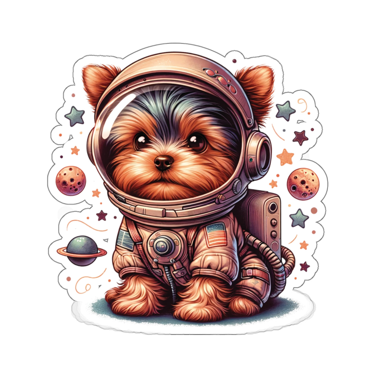 Yorkie Astronaut - Sticker 6x6"