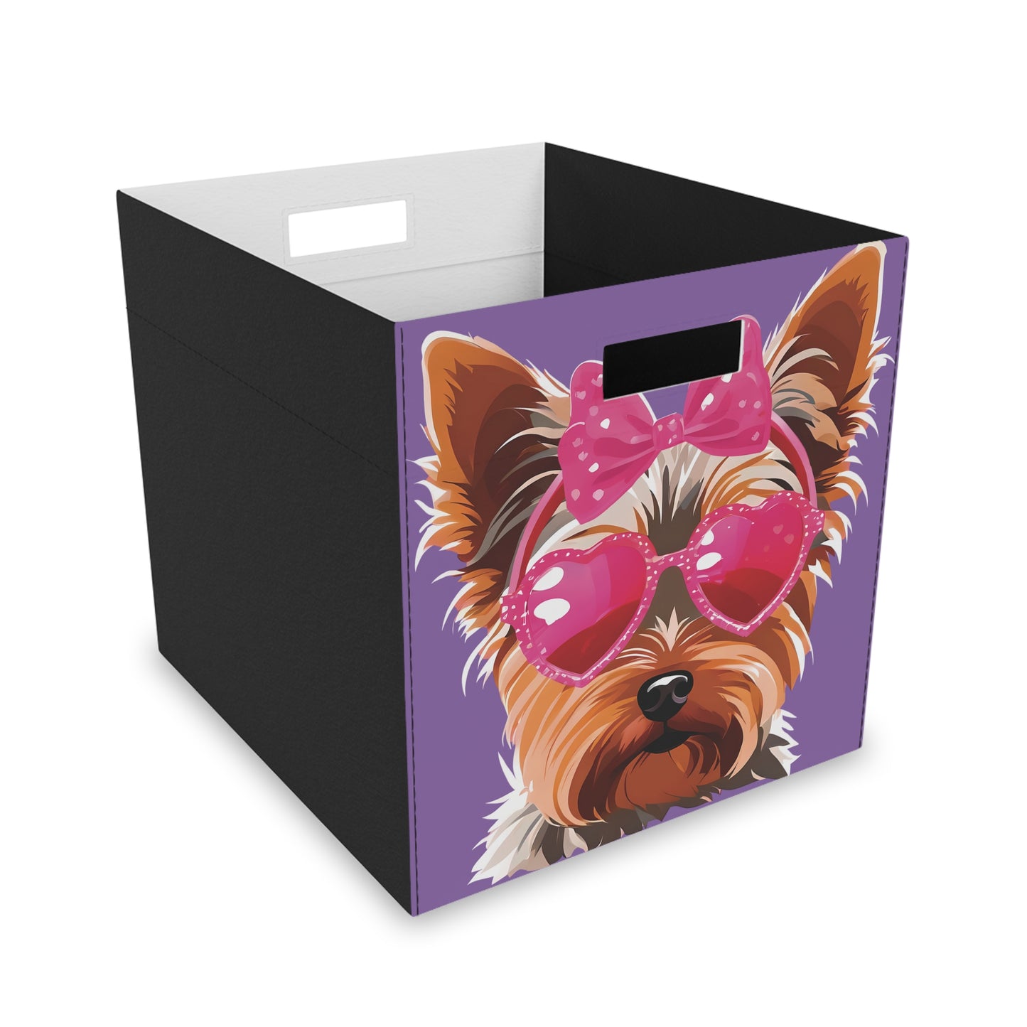 Chic Yorkie - Felt Storage Box 14.5" × 13"