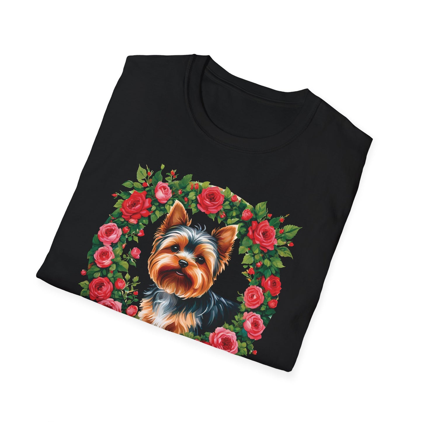 Yorkie Roses Wreath - Women's T Shirt