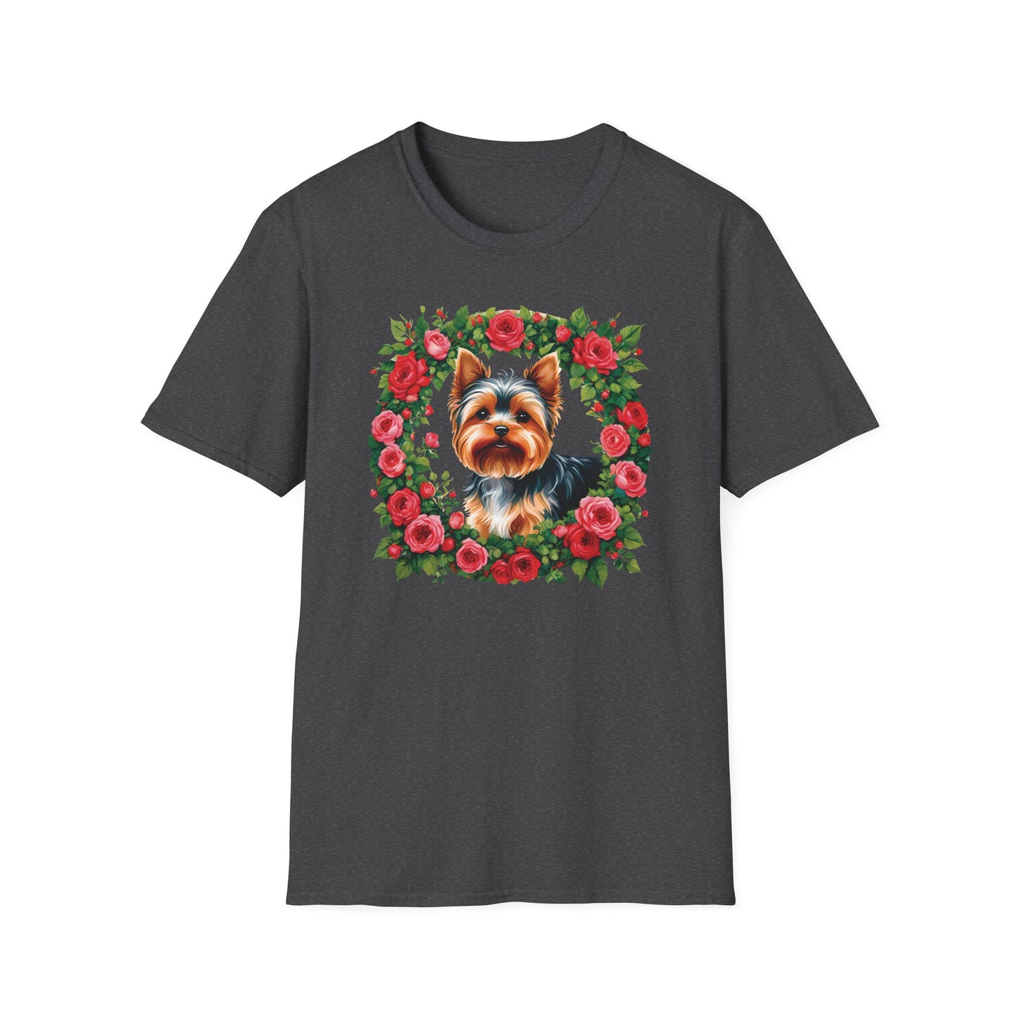 Yorkie Roses Wreath - Women's T Shirt