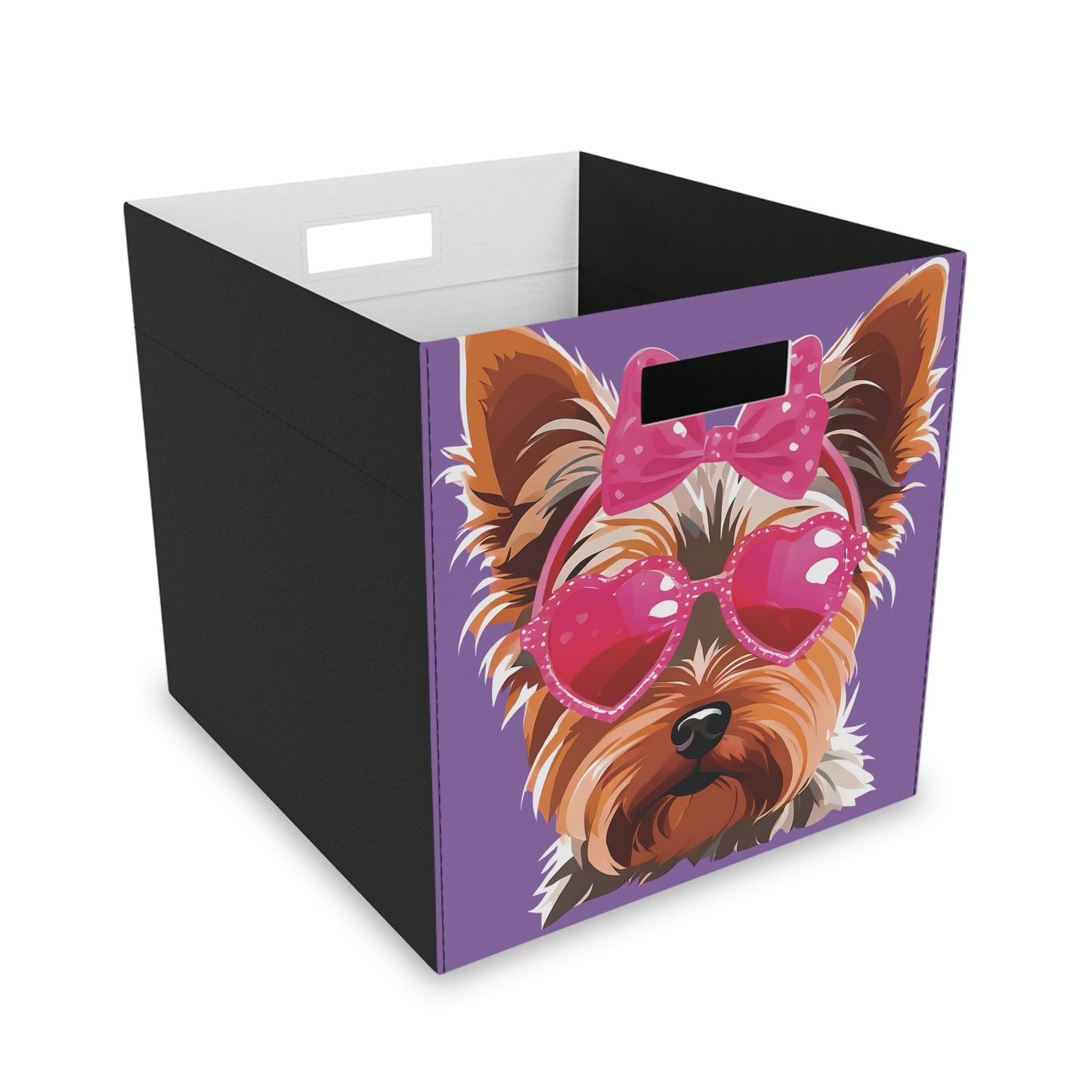 Chic Yorkie - Felt Storage Box 14.5" × 13"
