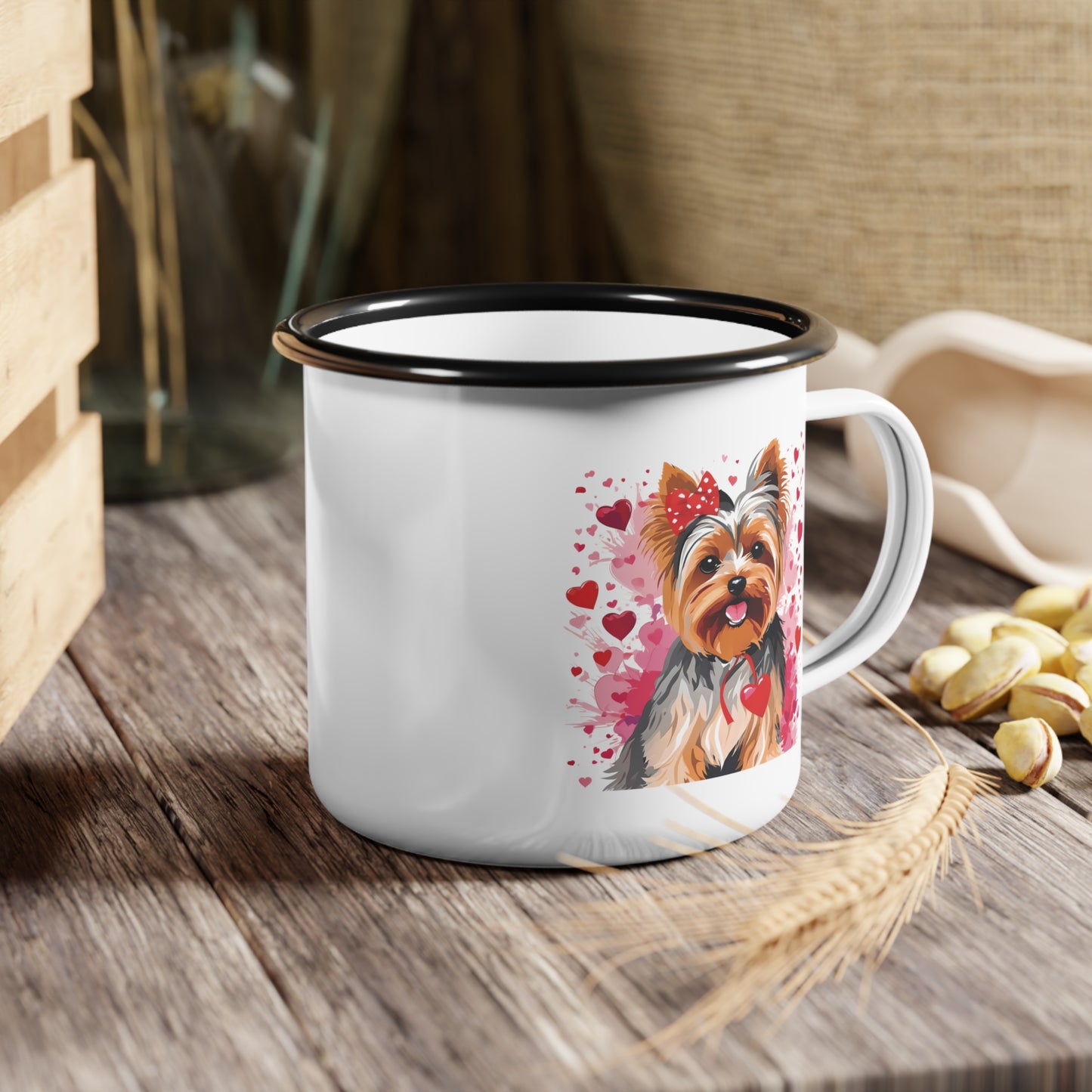Valentine’s Yorkie - Enamel Mug 12oz