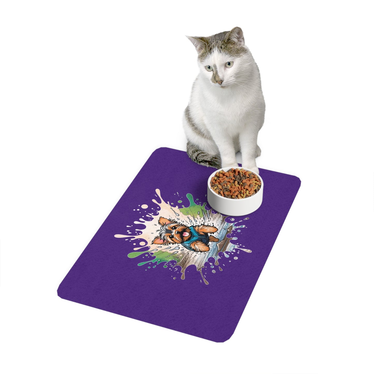 Yorkie Mud Splash - Pet Food Mat 12" × 18"