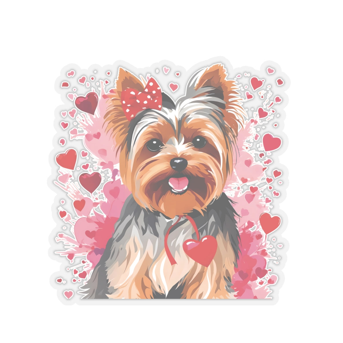 Valentine Yorkie - Sticker 6x6"