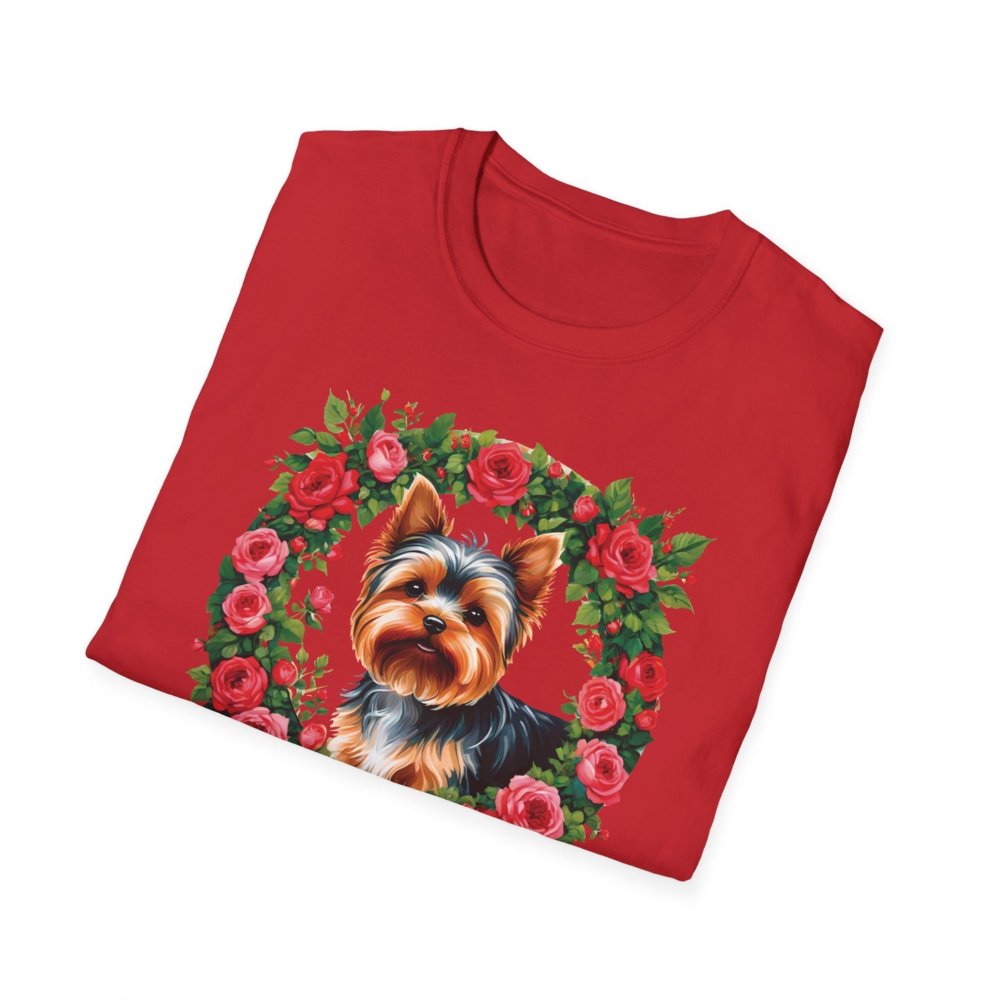 Yorkie Roses Wreath - Women's T Shirt