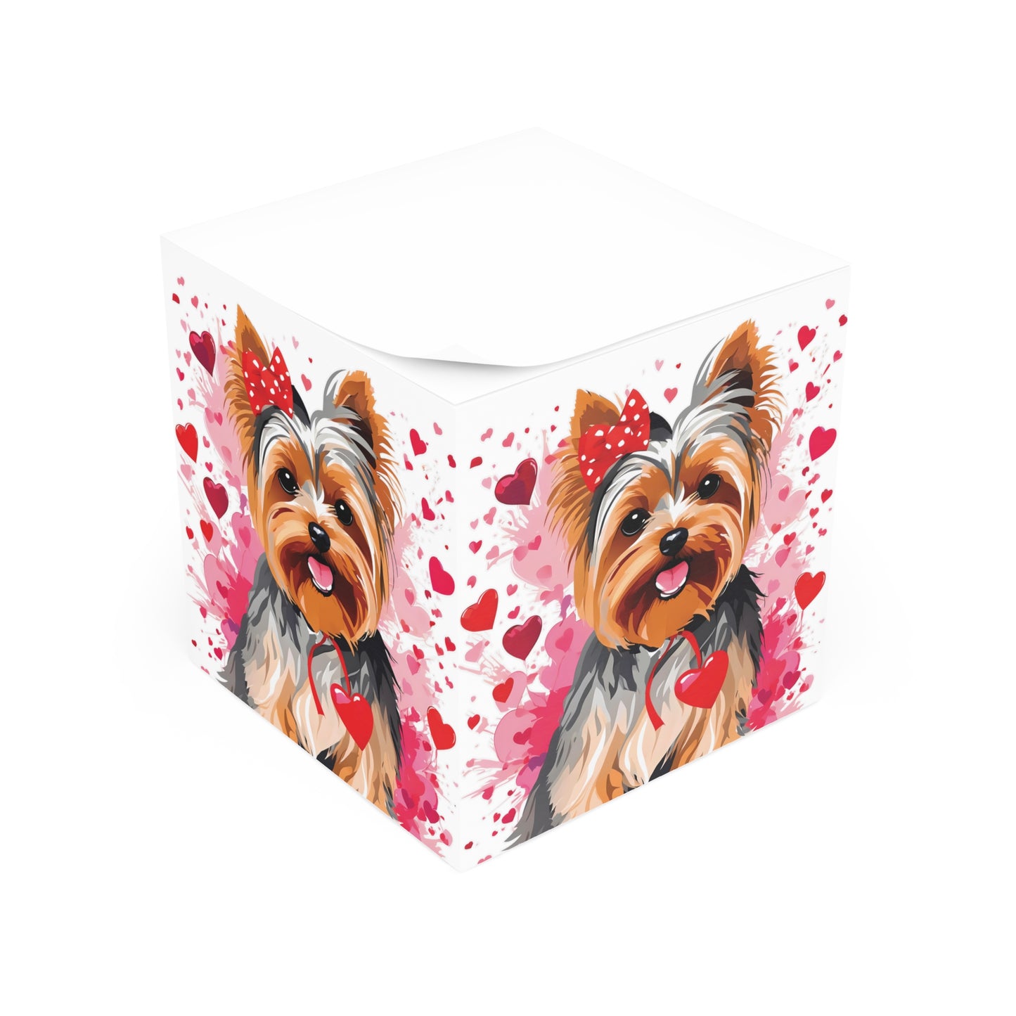 Valentine’s Yorkie - sticky note cube