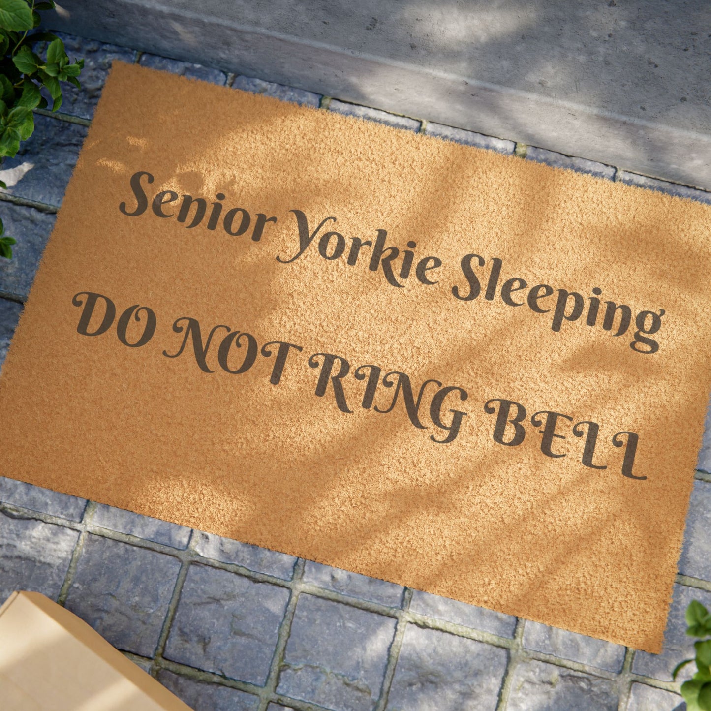 Senior Yorkie Sleeping - Doormat 24" × 16"