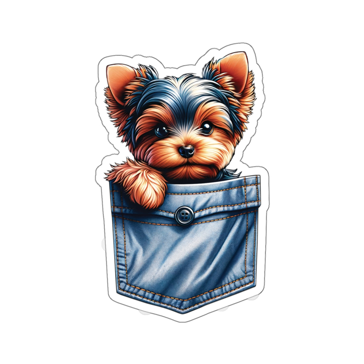 Yorkie Pocket - Sticker 6x6"