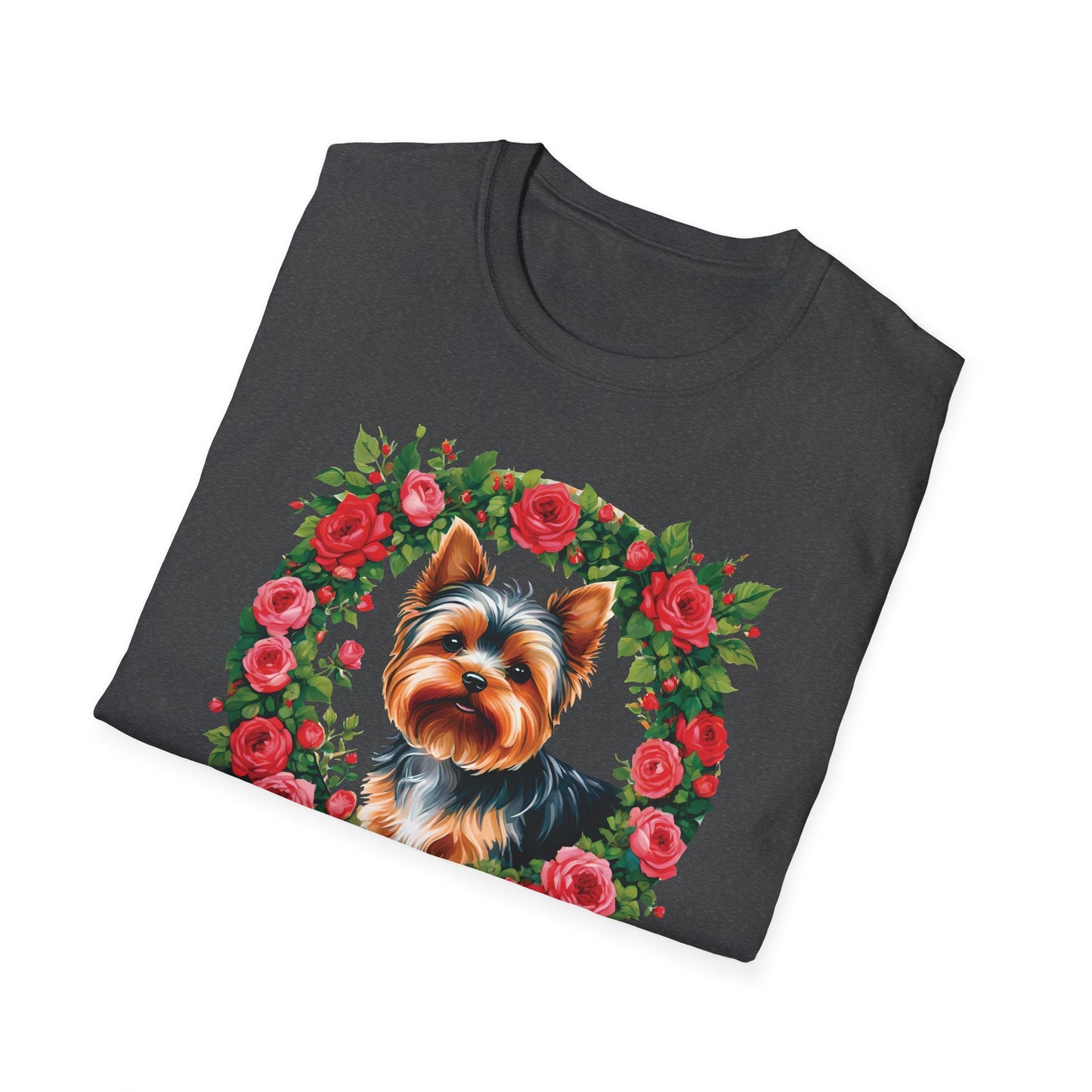 Yorkie Roses Wreath - Women's T Shirt