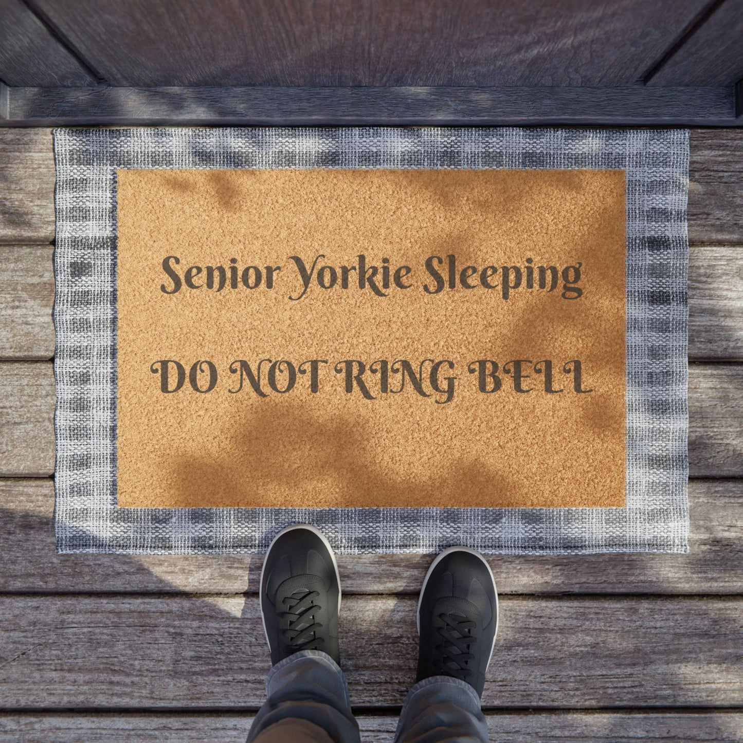 Senior Yorkie Sleeping - Doormat 24" × 16"