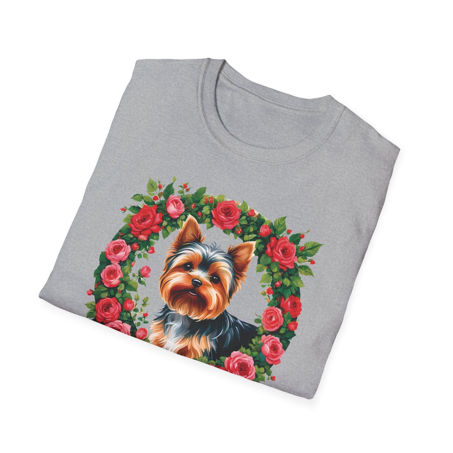 Yorkie Roses Wreath - Women's T Shirt