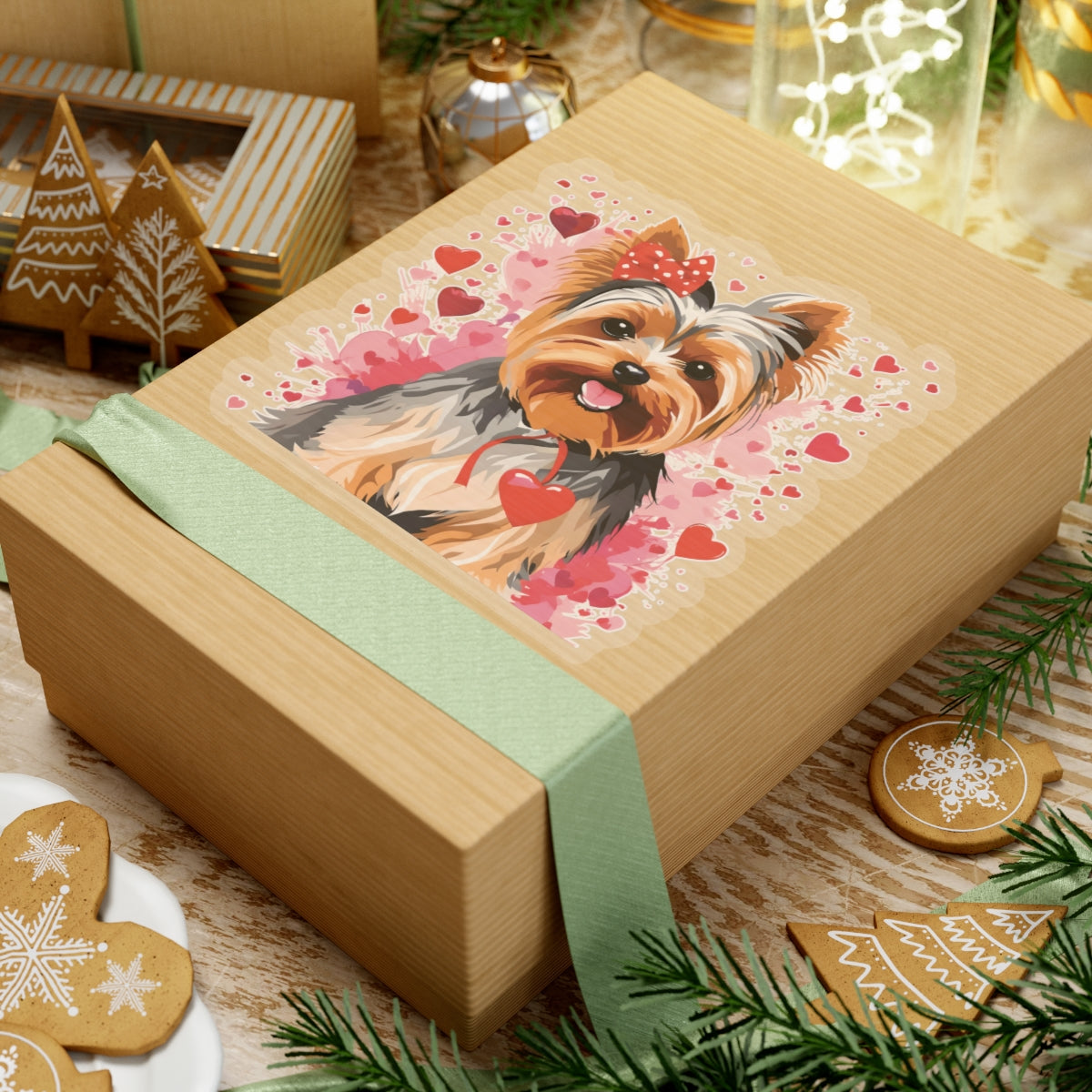 Valentine Yorkie - Sticker 6x6"