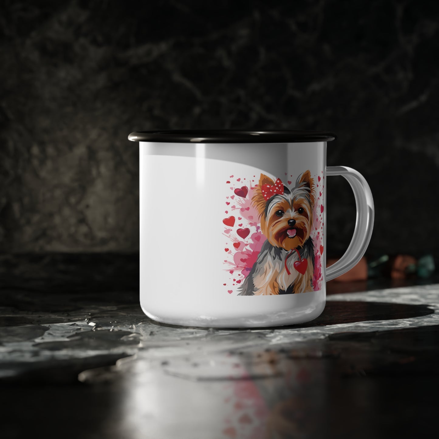 Valentine’s Yorkie - Enamel Mug 12oz