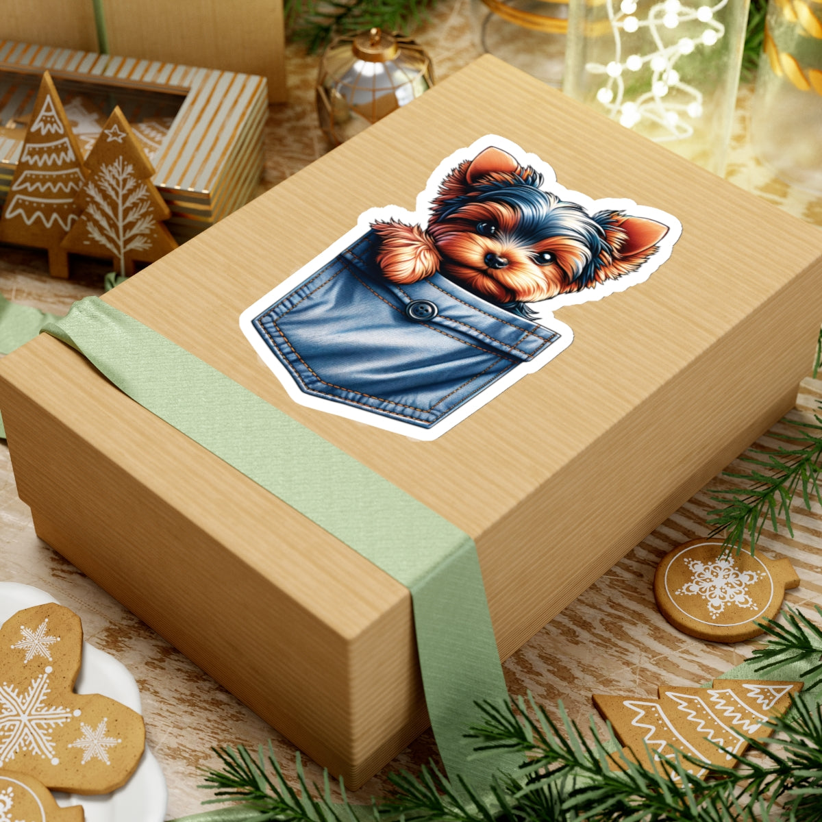 Yorkie Pocket - Sticker 6x6"