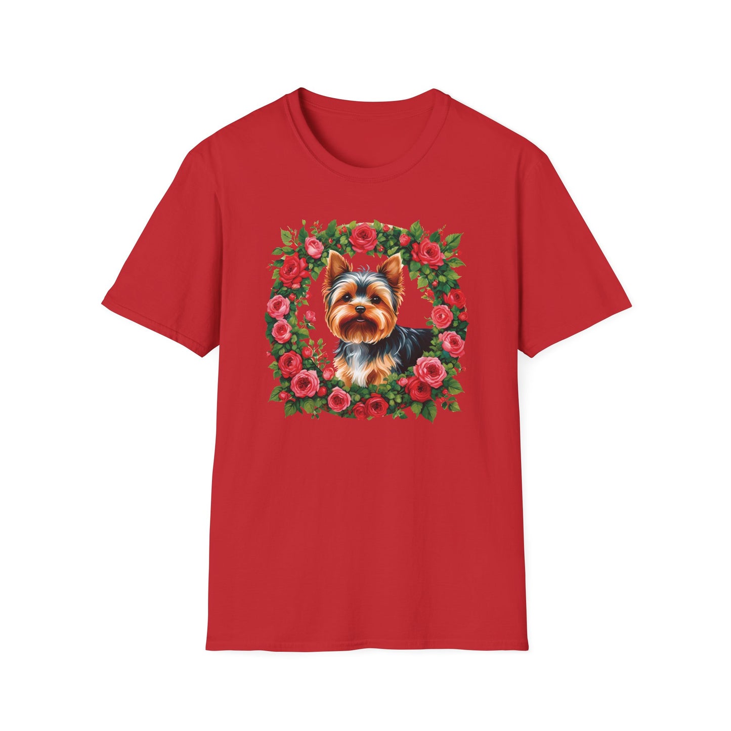 Yorkie Roses Wreath - Women's T Shirt