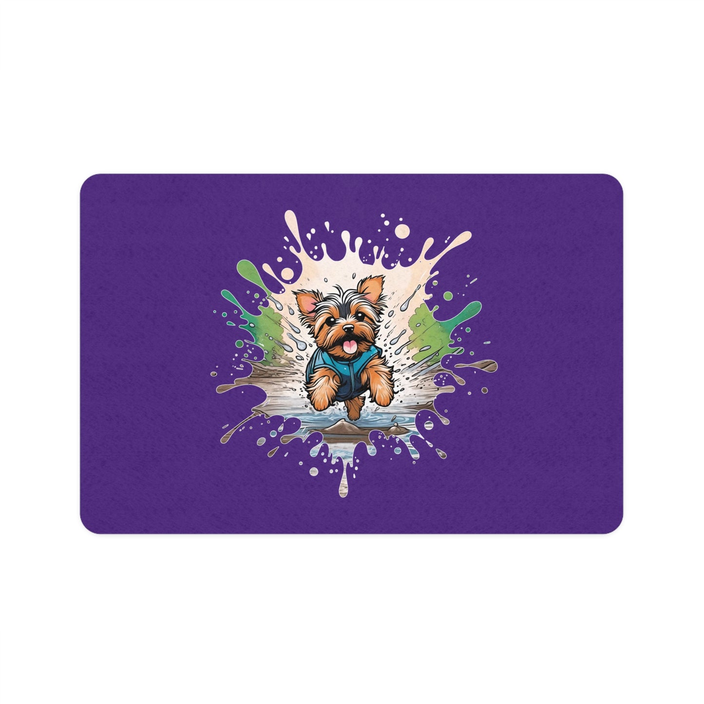 Yorkie Mud Splash - Pet Food Mat 12" × 18"