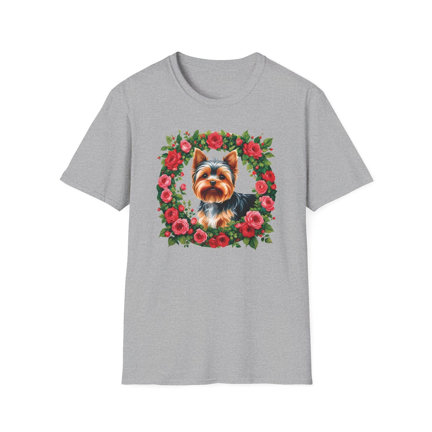 Yorkie Roses Wreath - Women's T Shirt