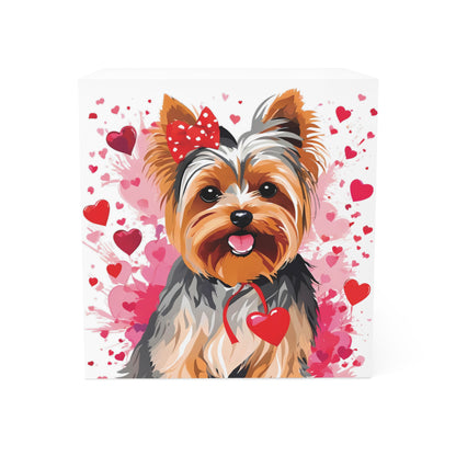 Valentine’s Yorkie - sticky note cube